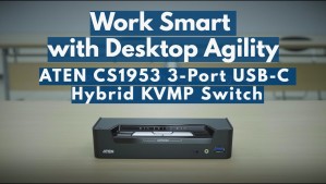 Work Smart with Desktop Agility - ATEN 3-Port USB-C DisplayPort Hybrid KVMP™ Switch (CS1953)